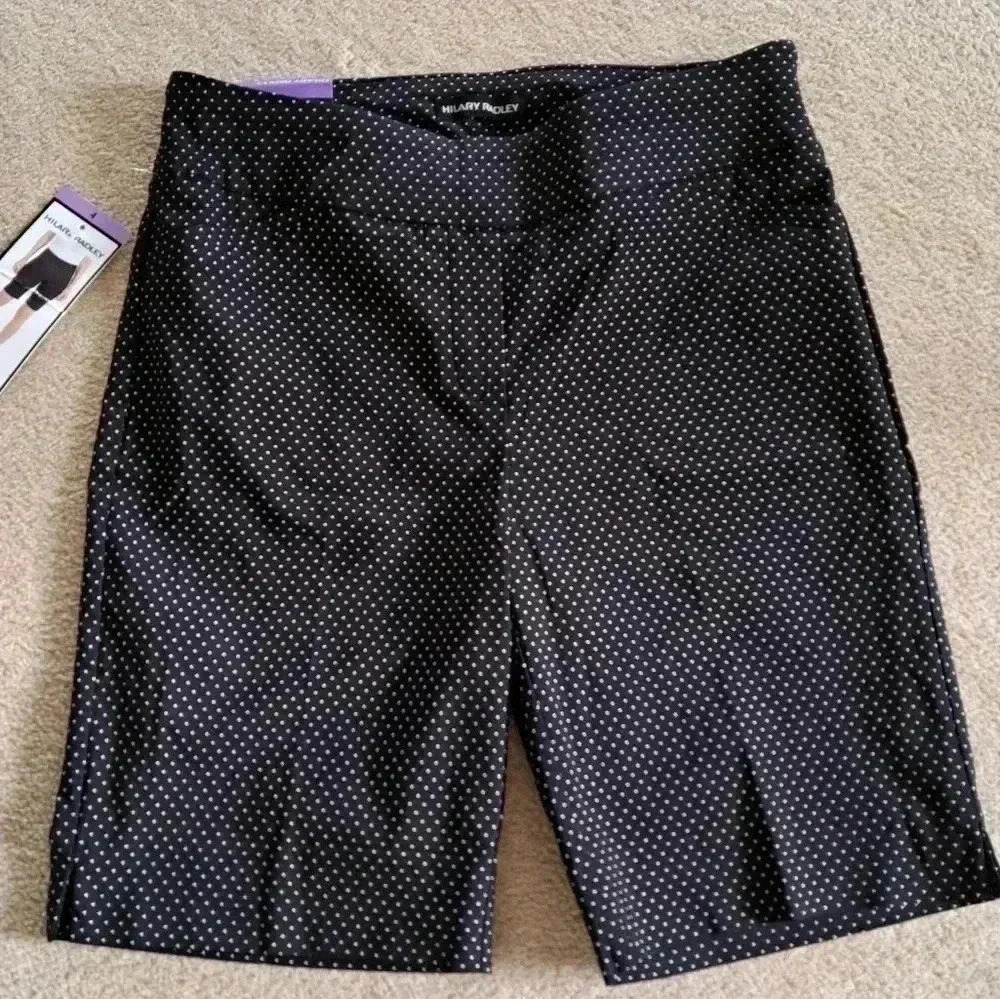❤️ NWT Hilary  Radley Polka-dot Bermuda Shorts Size 4 Black and White Stretch